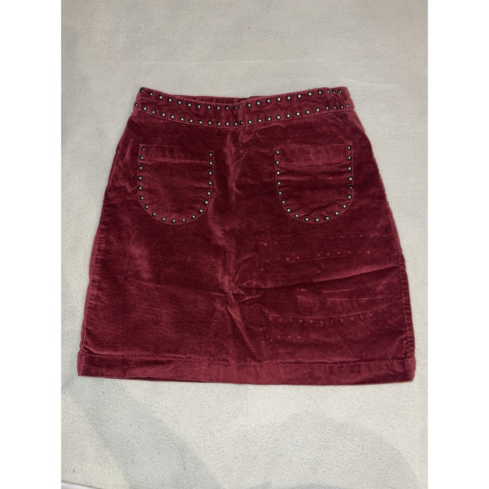 Mossimo Burgundy Corduroy Studded‎ Mini Skirt Wine Red Size 00